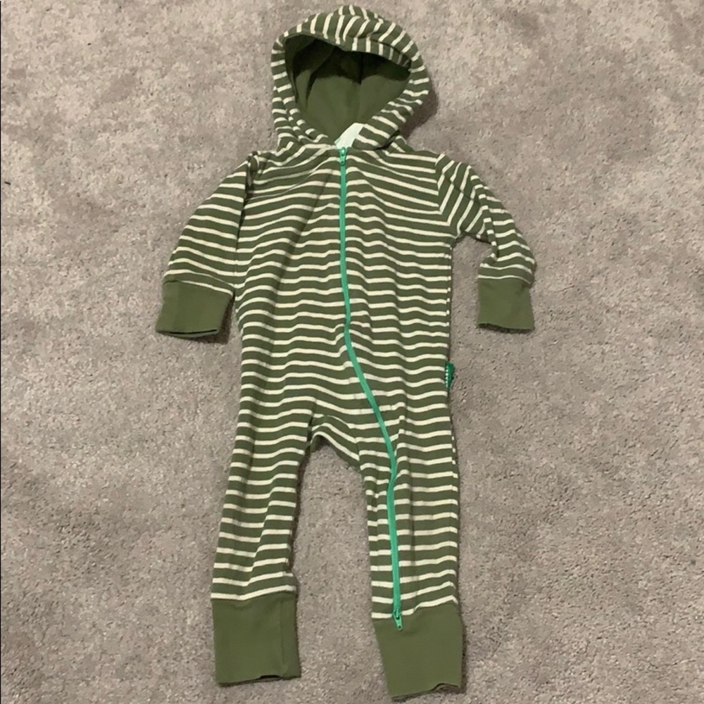 Parade Organics 2 way zipper hoodie romper green